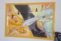 Duży obraz ptaki żółty 75x105 cm
