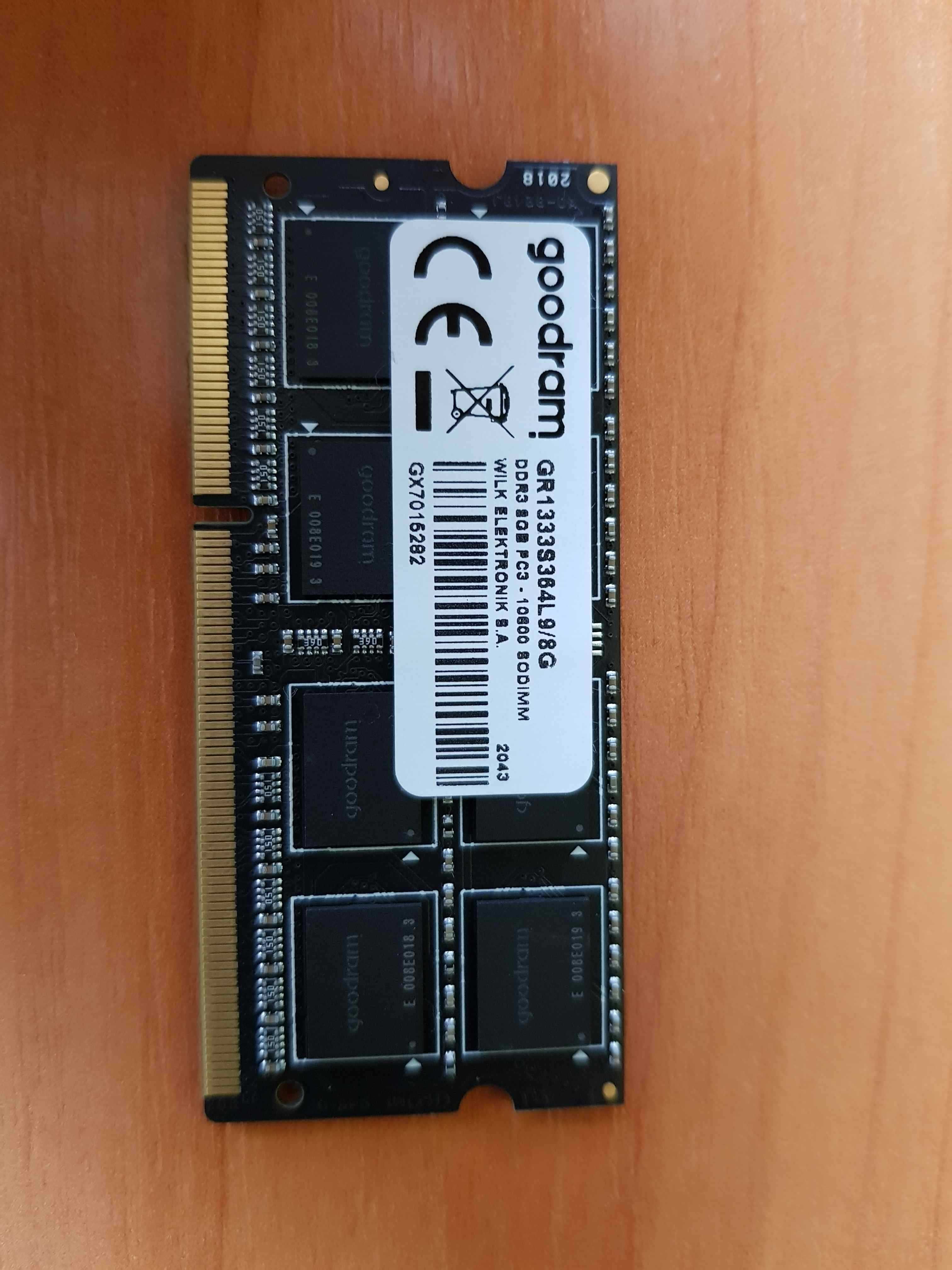 Pamięć Ram do laptopa DDR3 SODIMM 8GB 1333MHz Napięcie 1.5V