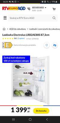 Lodówka electrolux do zabudowy