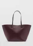 MANGO Torba torebka shopper brązowa metalowy detal uchwyt DUŻA
