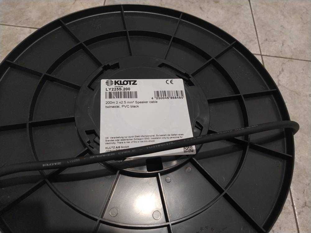 Kabel głośnikowy 2x2,5 OFC przewód KLOTZ LY225 Twinax czarny 50m