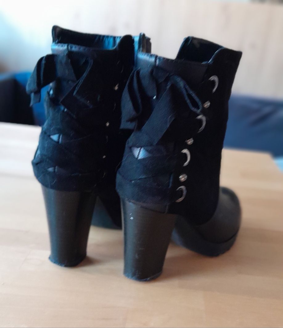 Buty damskie, botki skórzane  zamszowe r. 38