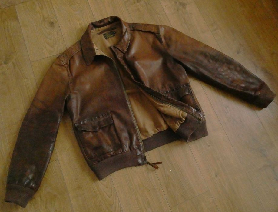 Kurtka skórzana męska RALPH LAUREN A-2 PILOTKA lotnicza SKÓRA XXL