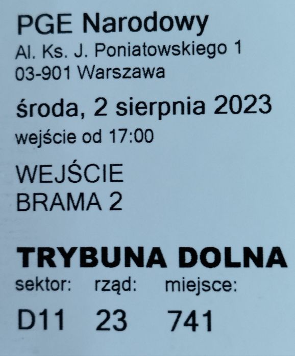 Sprzedam 2 bilety na koncert Depeche Mode Warszawa