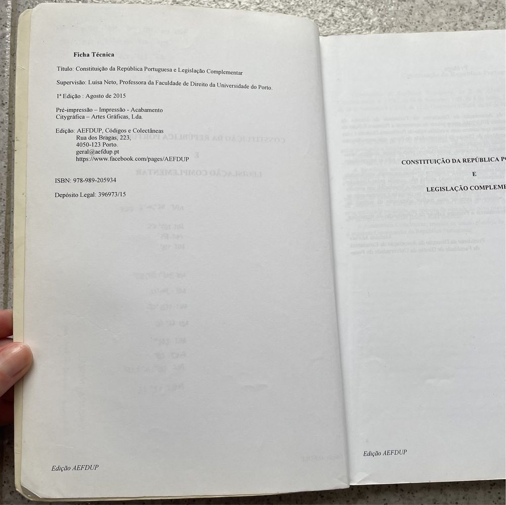 Livro: "Constituição da República Portuguesa"
