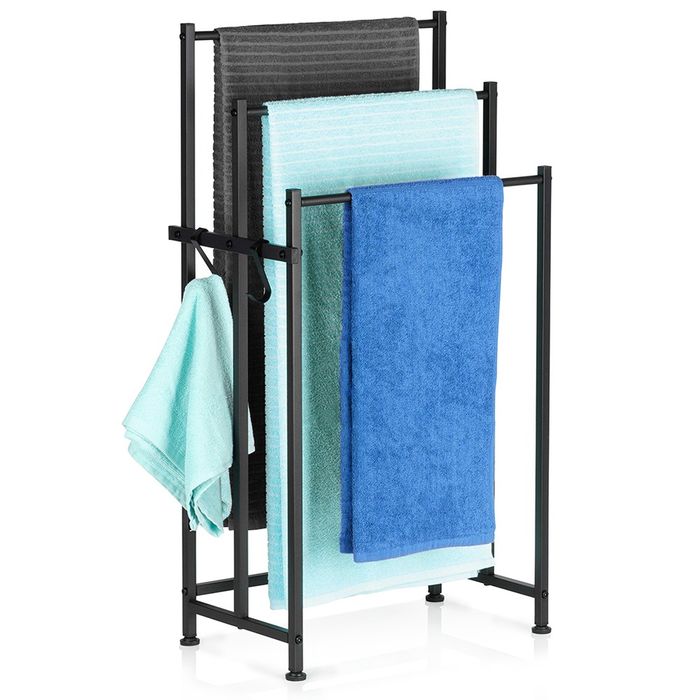 Wieszak na ręczniki stojący metalowy czarny