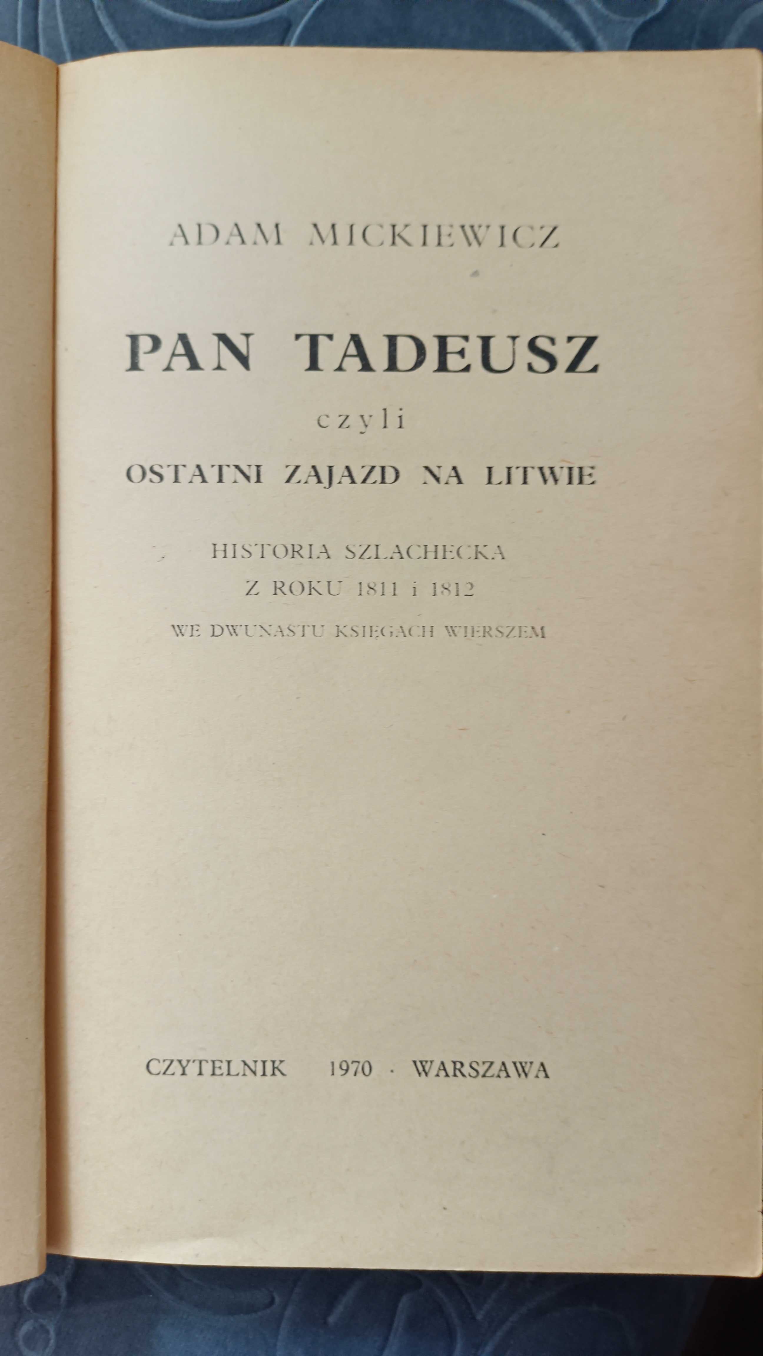 Książka Pan Tadeusz Adam Mickiewicz wydanie z 1970 roku