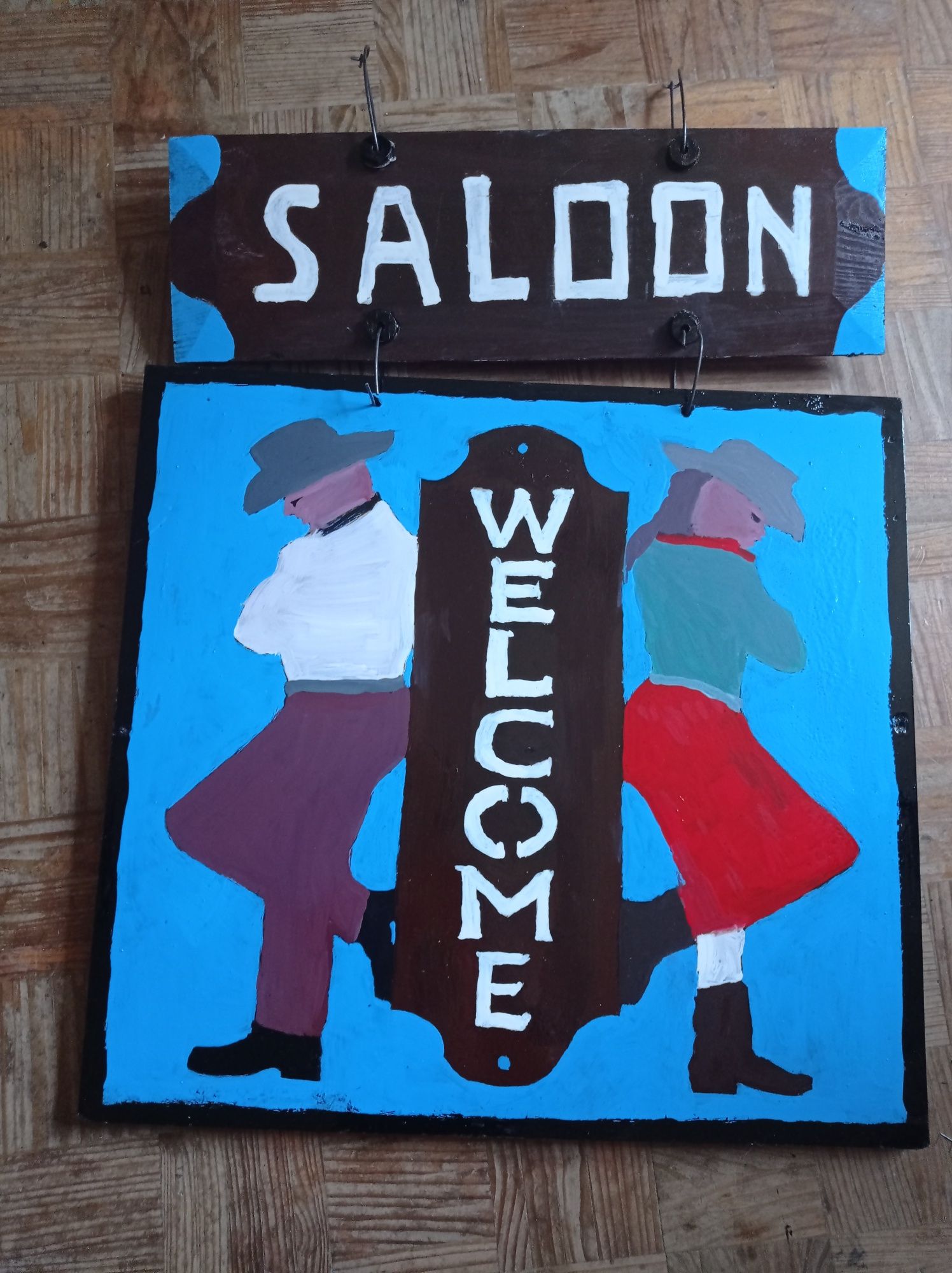 Cartaz de Saloon em madeira