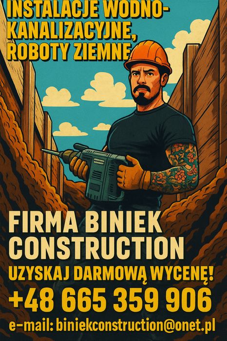 Montujemy przyłącza wodne i kanalizacyjne, montaż szamb, roboty ziemne