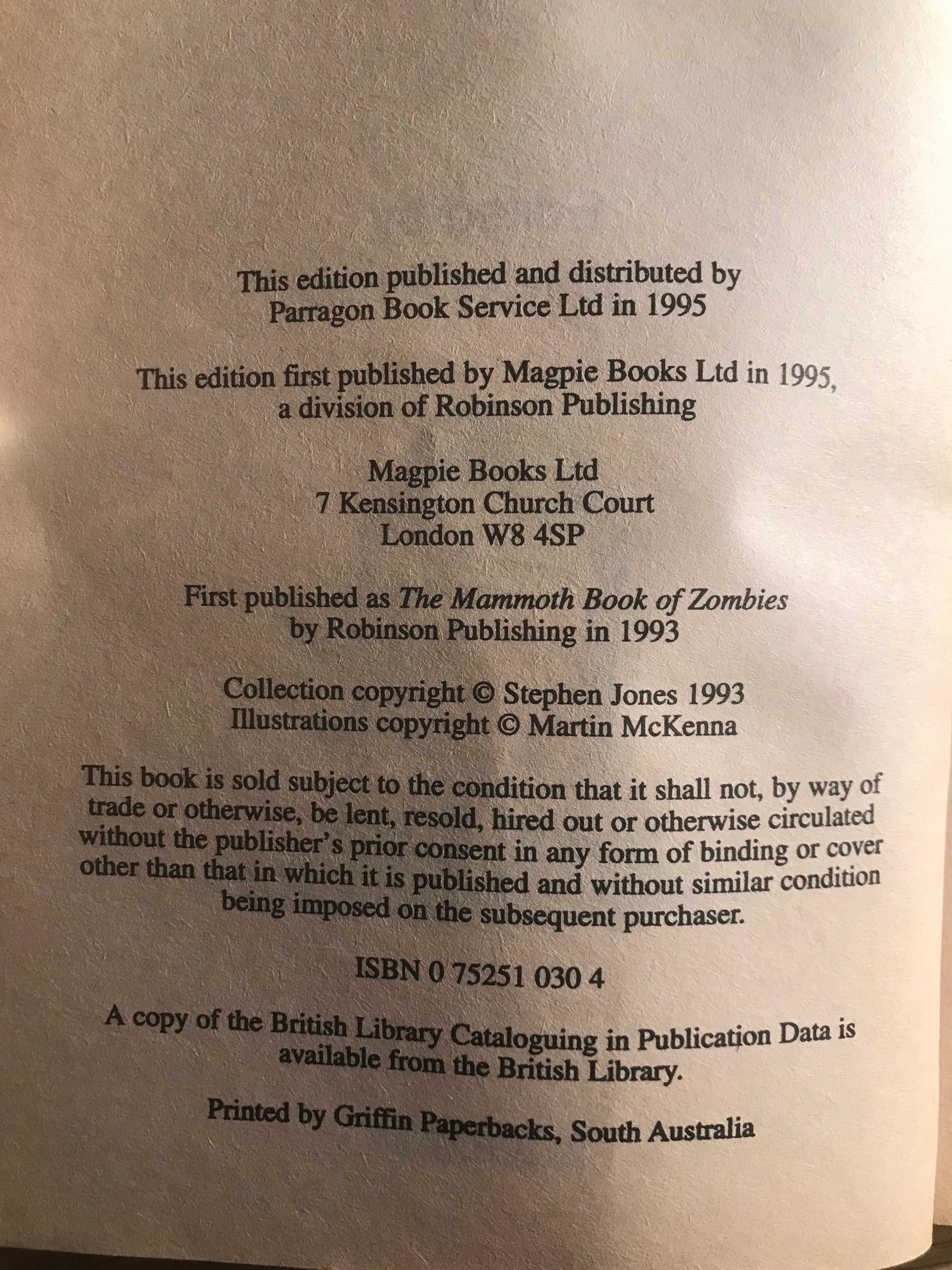The giant book of zombies Stephen Jones 1995 r.