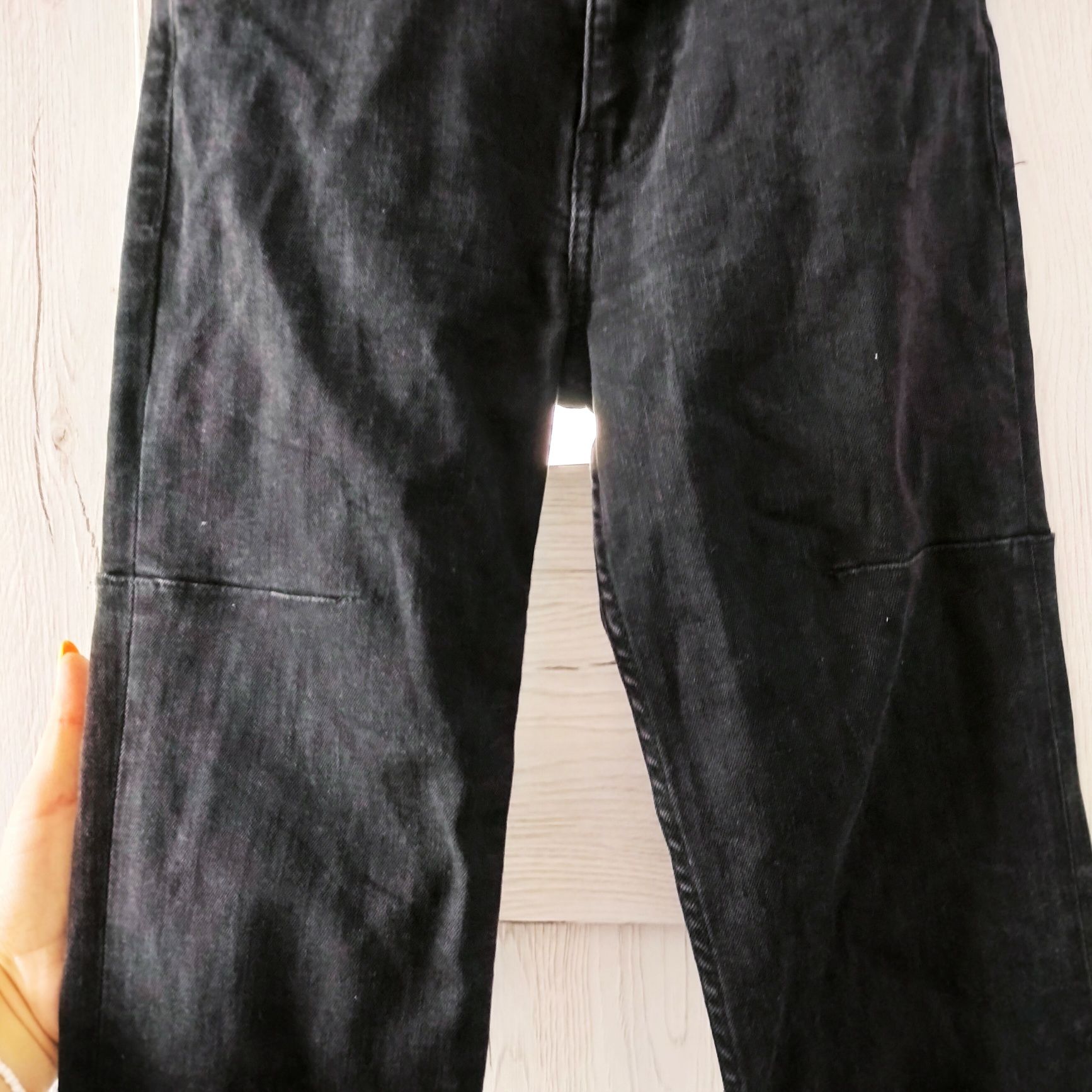 Jeansy czarne szare Bershka 34 xs flary dzwony