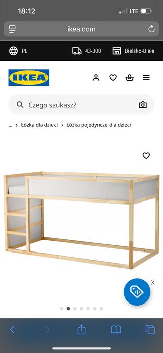 Łóżko piętrowe, dwustronne Ikea