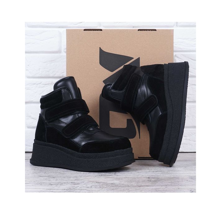 Черевики зимові жіночі натуральні шкіряні на танкетці снікери 36-41