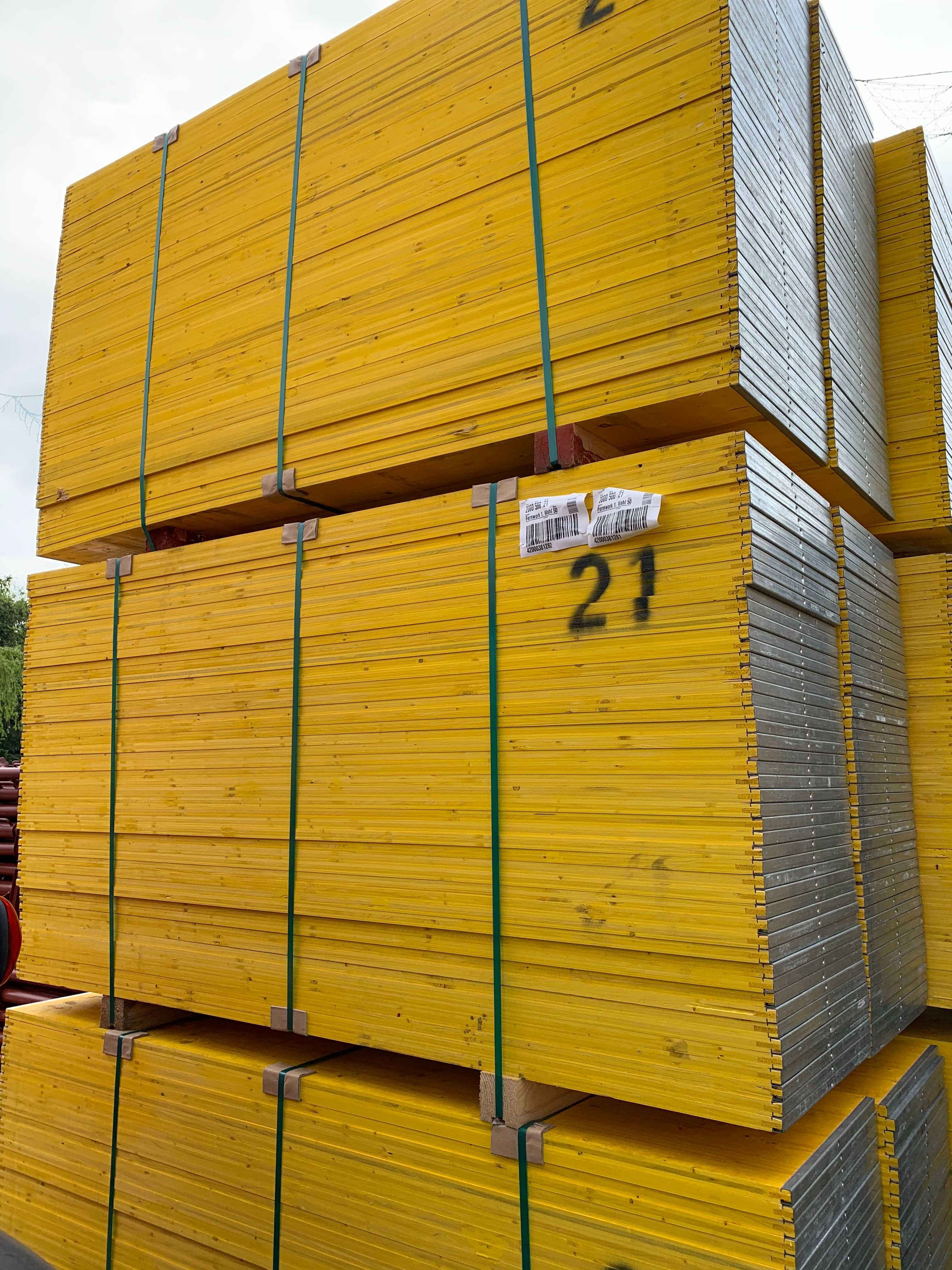 Sklejka płyta szalunkowa 3-WARST 500x2000x21 okuta E kl.I ŻÓŁTA Strop