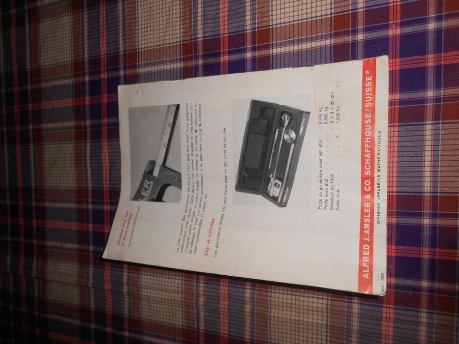 Manual antigo planimetro Amsler modelo 612