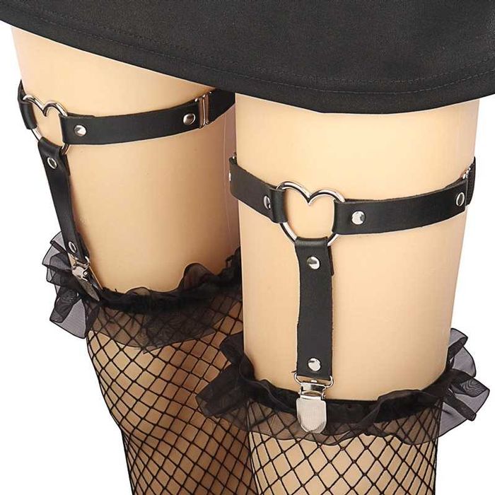 Подвязка гартеры сердце чокер кожа эротическое белье, еротична білизна