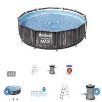 Piscina tubular removível Bestway Steel Pro Max Wood Design 366x100 cm