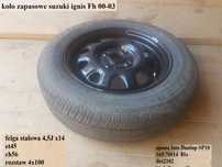 Suzuki Ignis fh mh Subaru G3X Justy Koło Zapasowe Et45 Opona Felga 4x100 dunlop 4,5jx14