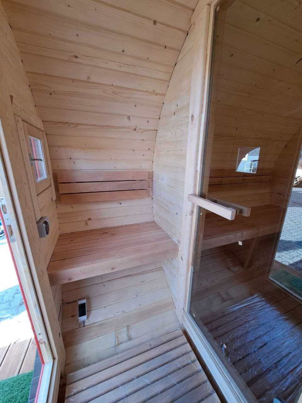 Sauna ogrodowa 3m Beczka z Daszkiem 3,5m*2,2m dostępna od ręki