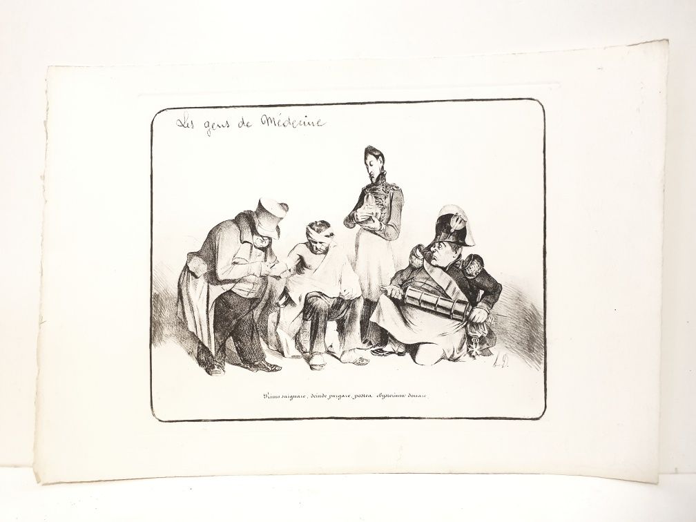 4 antigas gravuras Honore Daumier - les gens de medecine