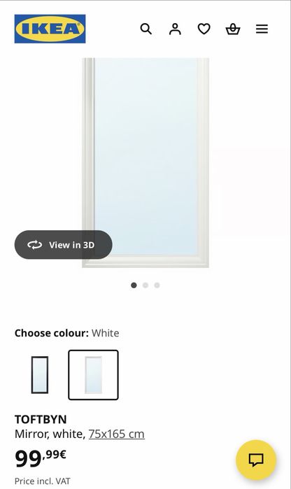 Espelho de corpo inteiro branco ikea | Espelho TOFTBYN