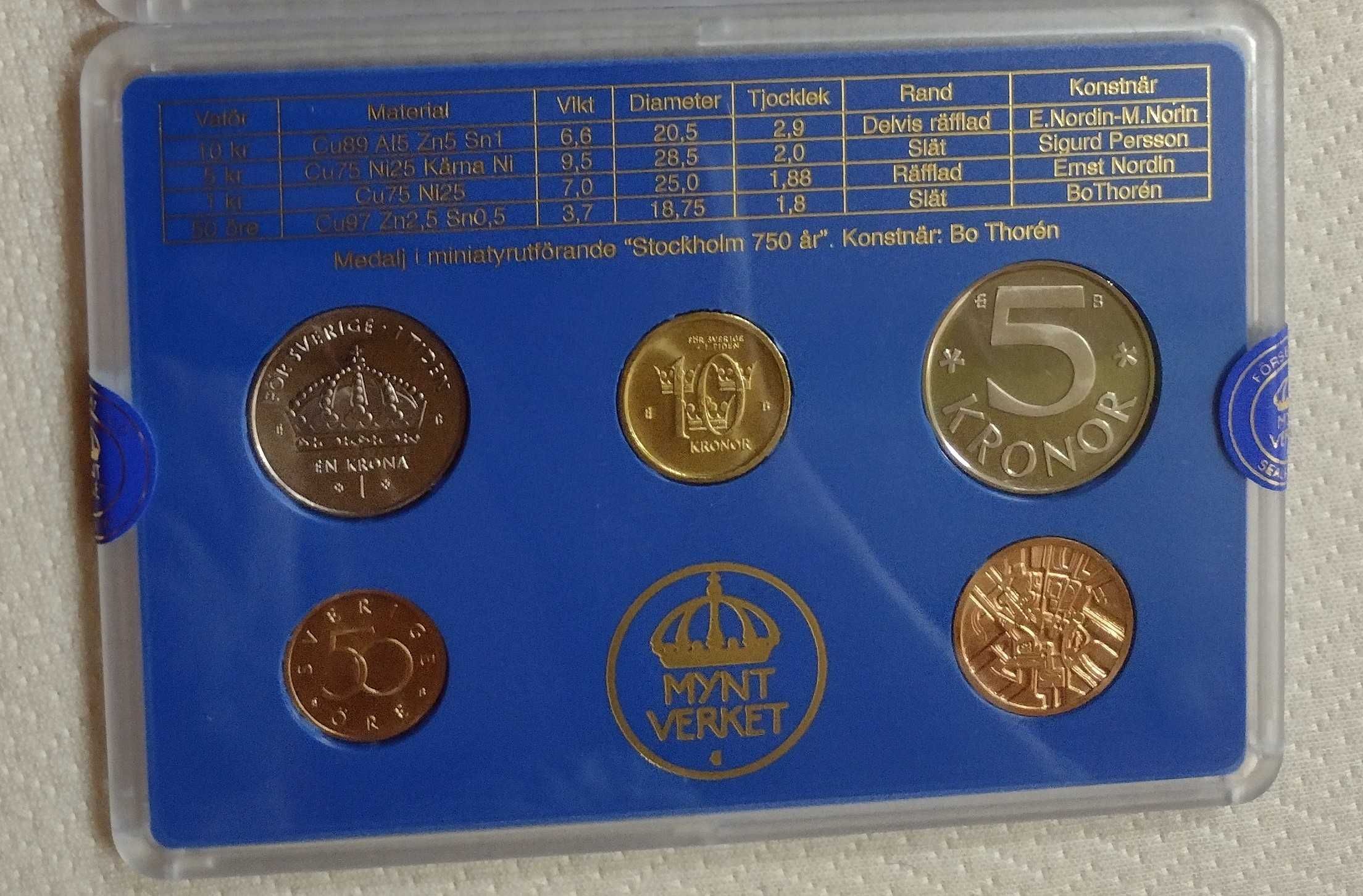 Швеция Норвегия Годовой набор unc монет 1979 и 2002 г. 2005 и 2006гг