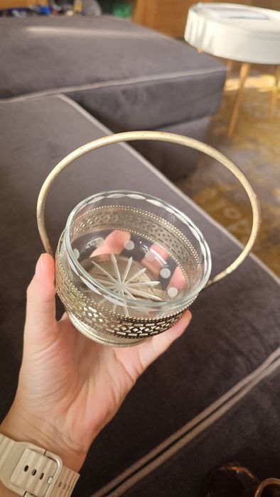 Cukiernica PRL z kryształowym wkladem