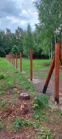 Płot tymczasowy, ogrodzenie budowlane słupki 10cm, siatka leśna