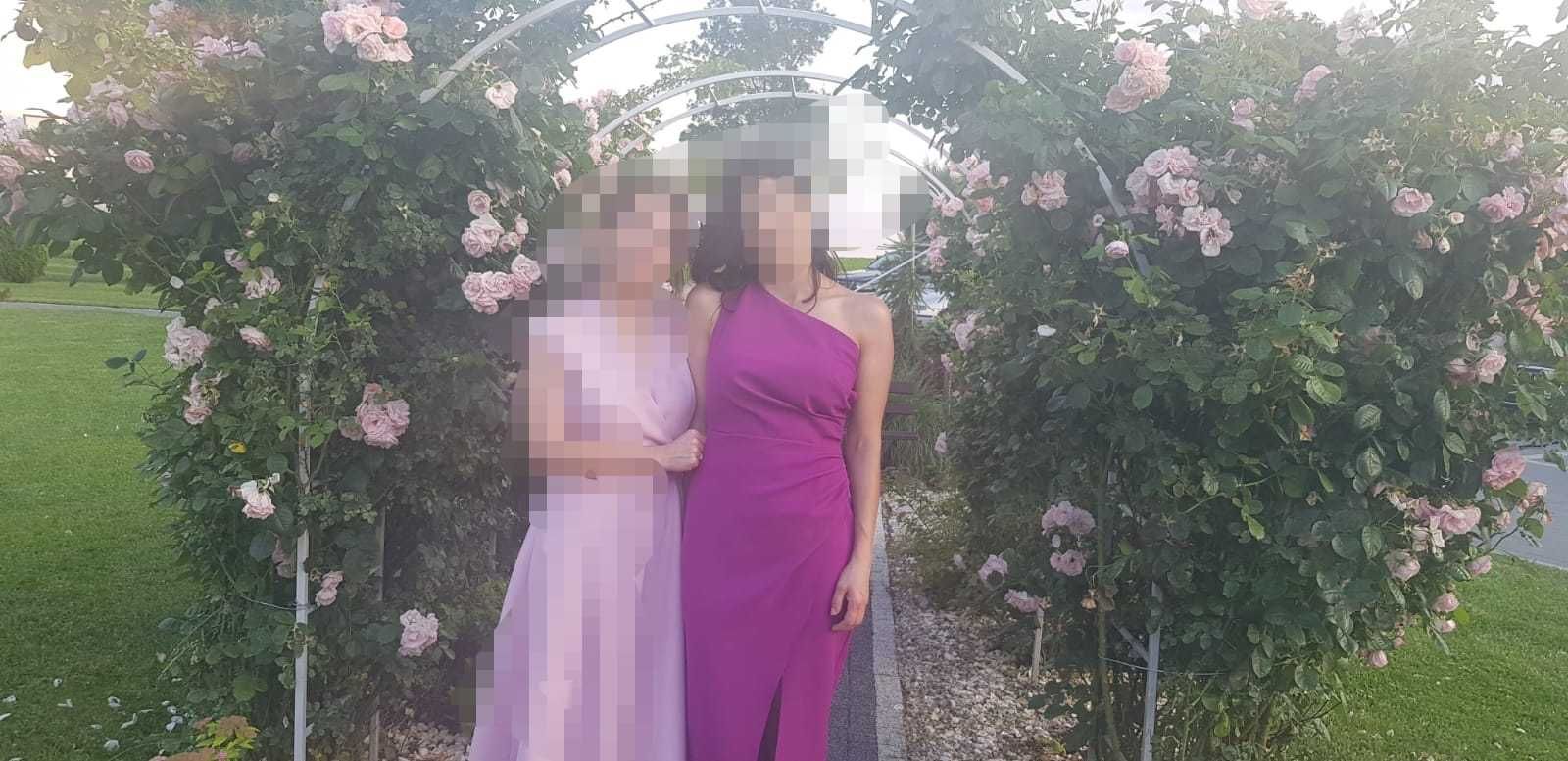 Sukienka okolicznościowa elegancka długa fiolet rozmiar M /L