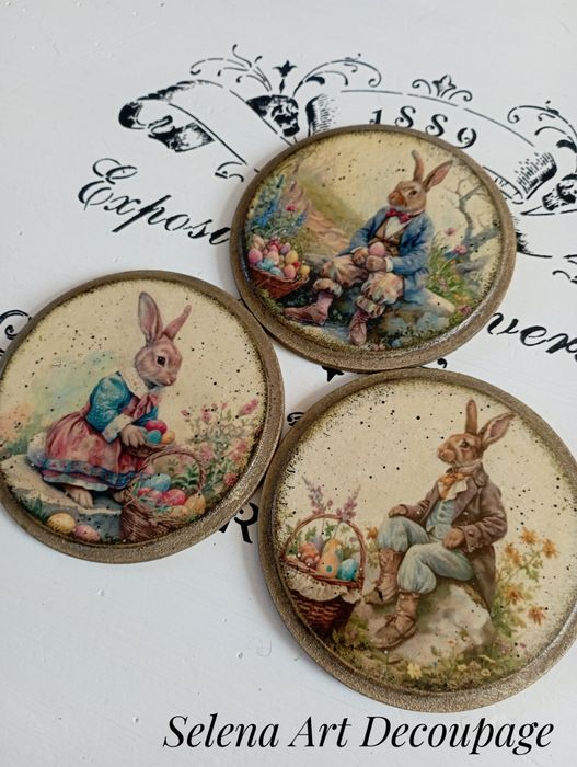 Ozdobne podstawki Prowansja vintage farmhouse shabby chic decoupage