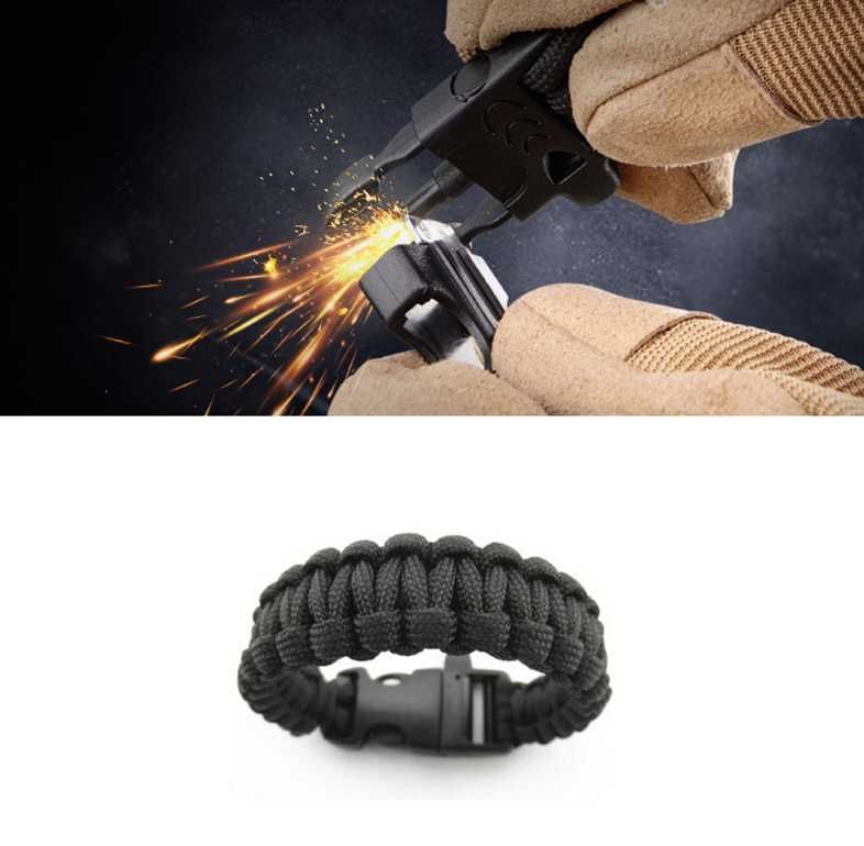 Bransoletka survival PARACORD 5W1 krzesiwo kompas