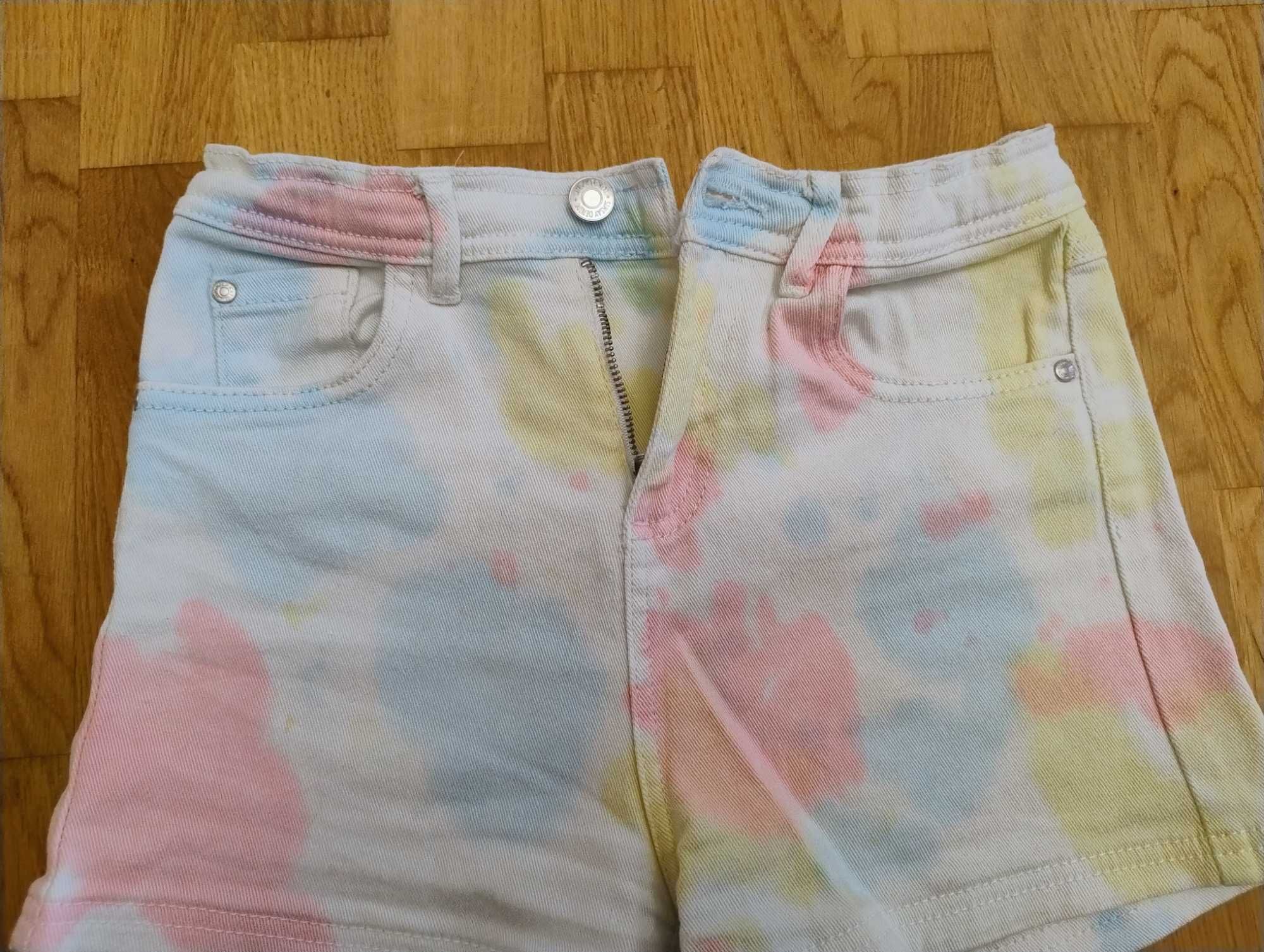 Spodenki dziewczęce Sinsay 158 tie dye jeansowe szorty kolorowe