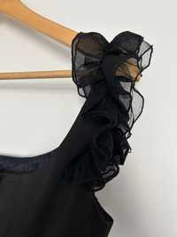 czarna mini sukienka na jedno ramię Zara S