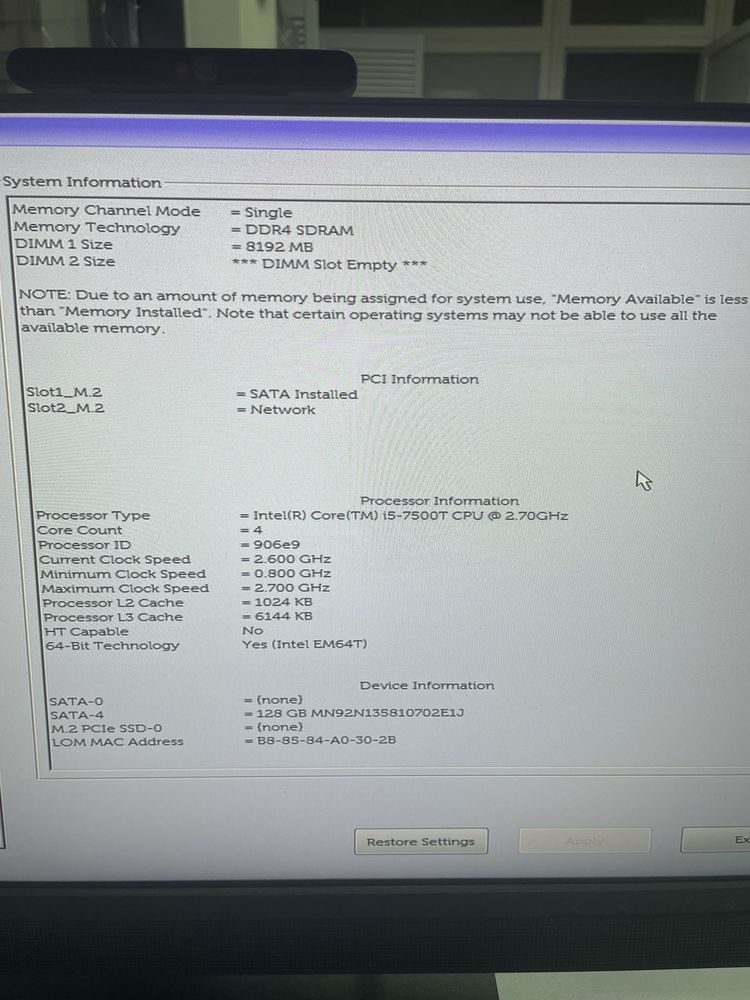Dell OptiPlex MFF 7050 Intel Core i5-7500 8Gb 128Gb SSD WiFi
