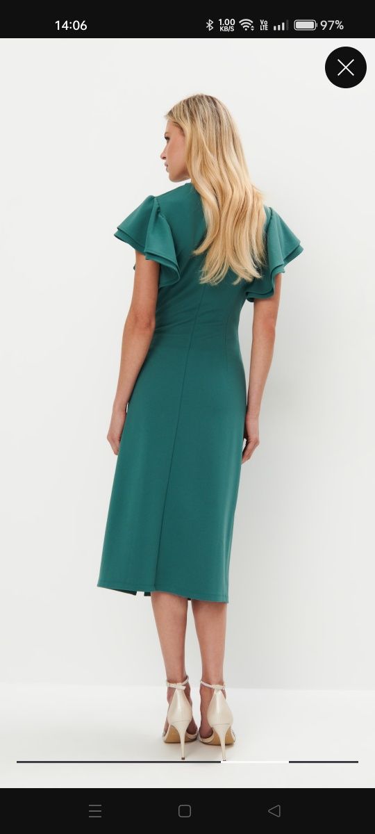 Piękna nowa morska elegancka sukienka midi od Mohito
