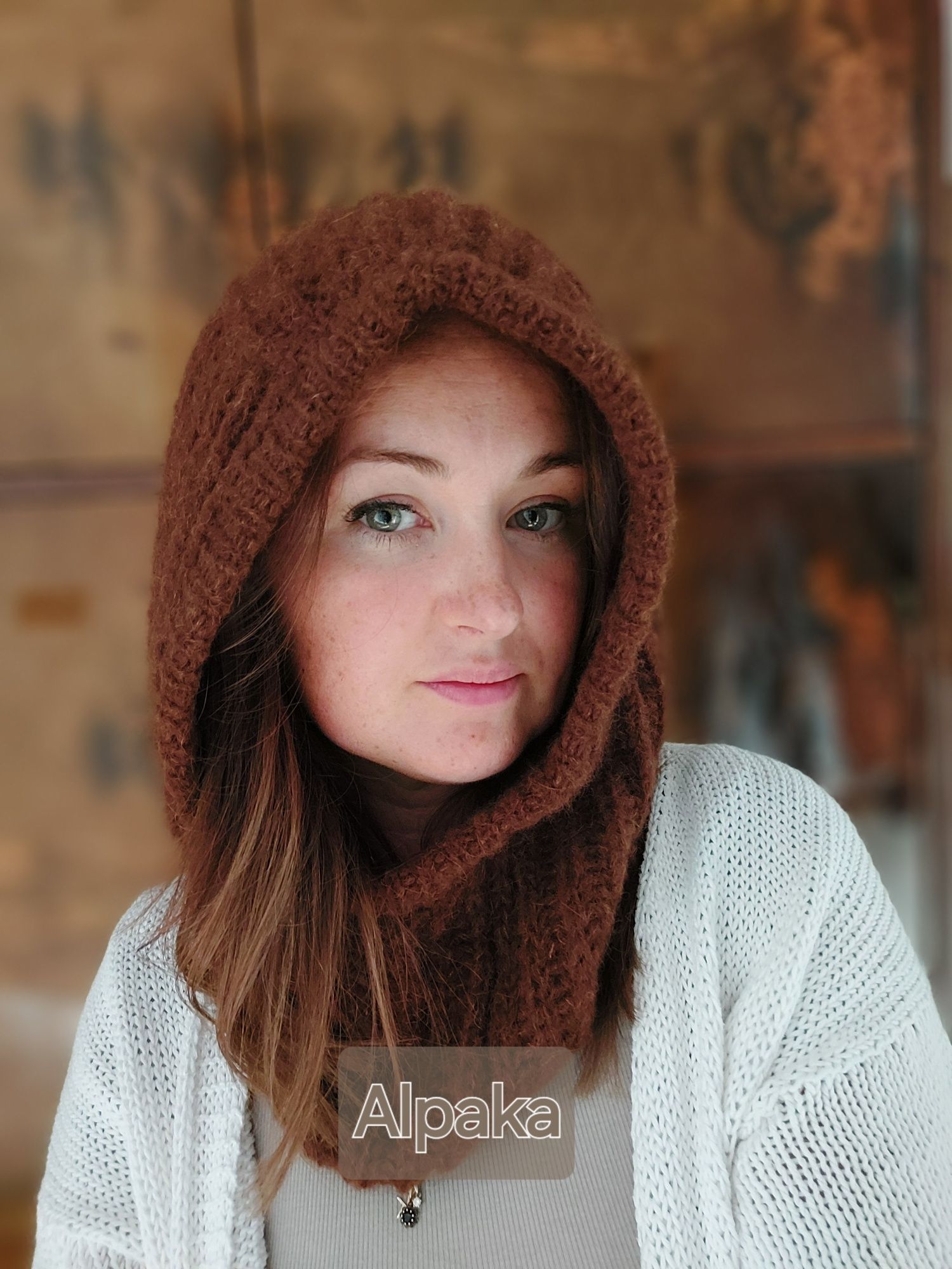 Balaclava kaptur kapturek kominiarka na drutach handmade na zamówienie
