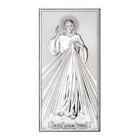 Obrazek srebrny. Jezus Miłosierny, 8x15 cm
