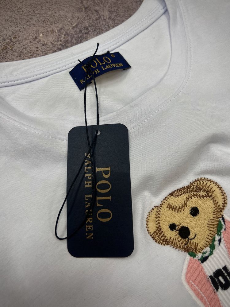 ИДЕАЛЬНО НА ПОДАРОК Женская футболка Polo Bear by Ralph Lauren белая