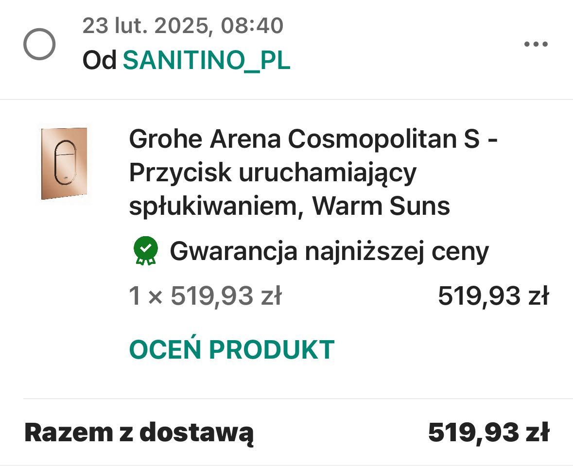 Przycisk spłukujący Grohe Arena Cosmopolitan S Warm Suns
