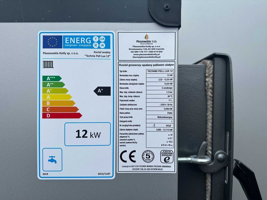 Kocioł z Podajnikiem na Pellet 12kW 5 klasa Ekodesign Piec Dotacja Eko