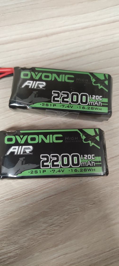 *2x Akumulator Ovonic 2200mAh 2S 7.4V LiPo 20C – jak nowe, RC dron aut