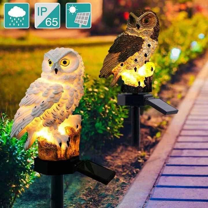 2x Lampa Ogrodowa Solarna LED Sowa Z Czujnikiem Zmierzchu Wbijana