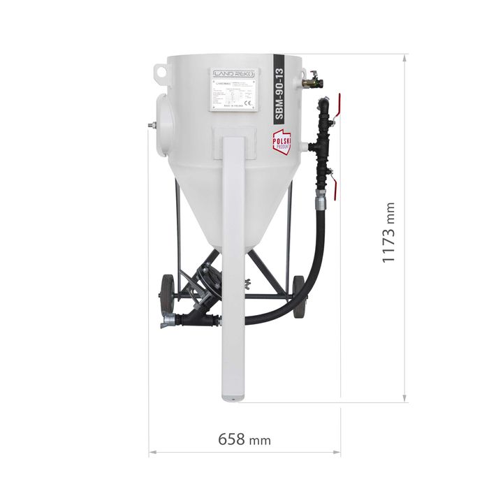Polska piaskarka syfonowa ciśnieniowa mobilna SBM-90-13 Land Reko