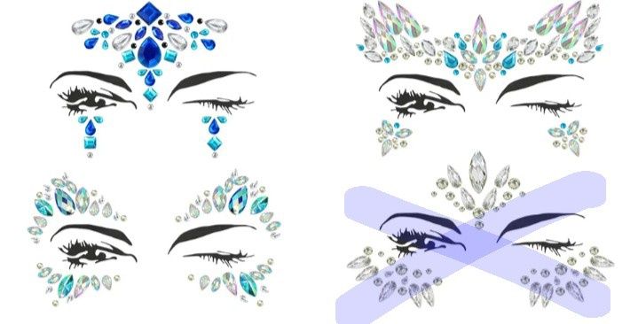 Стразы на грудь, тело и лицо, пестисы