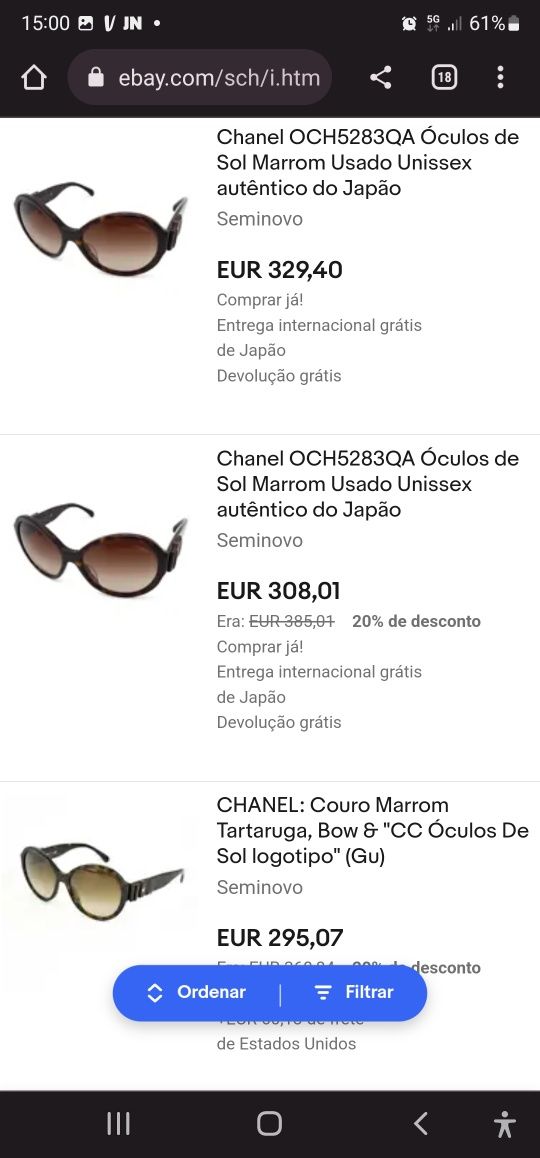 Oculos de Sol Chanel