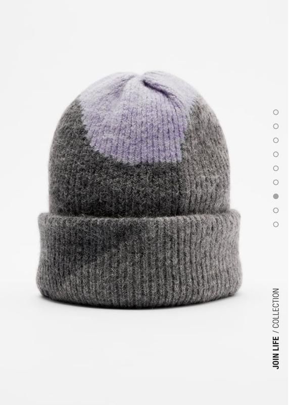 ZARA Czapka  beanie szaro - fioletowa Ostatnia sztuka !