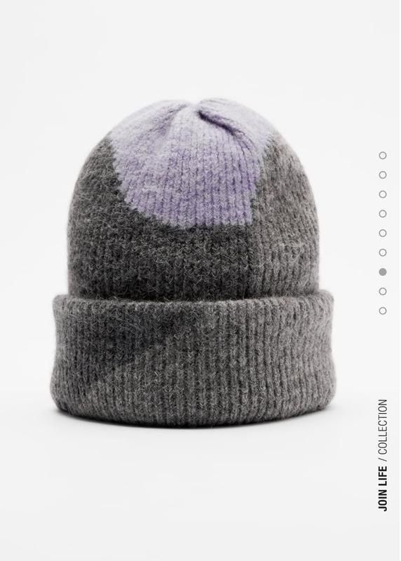 Czapka  beanie szaro - fioletowa Ostatnia sztuka !