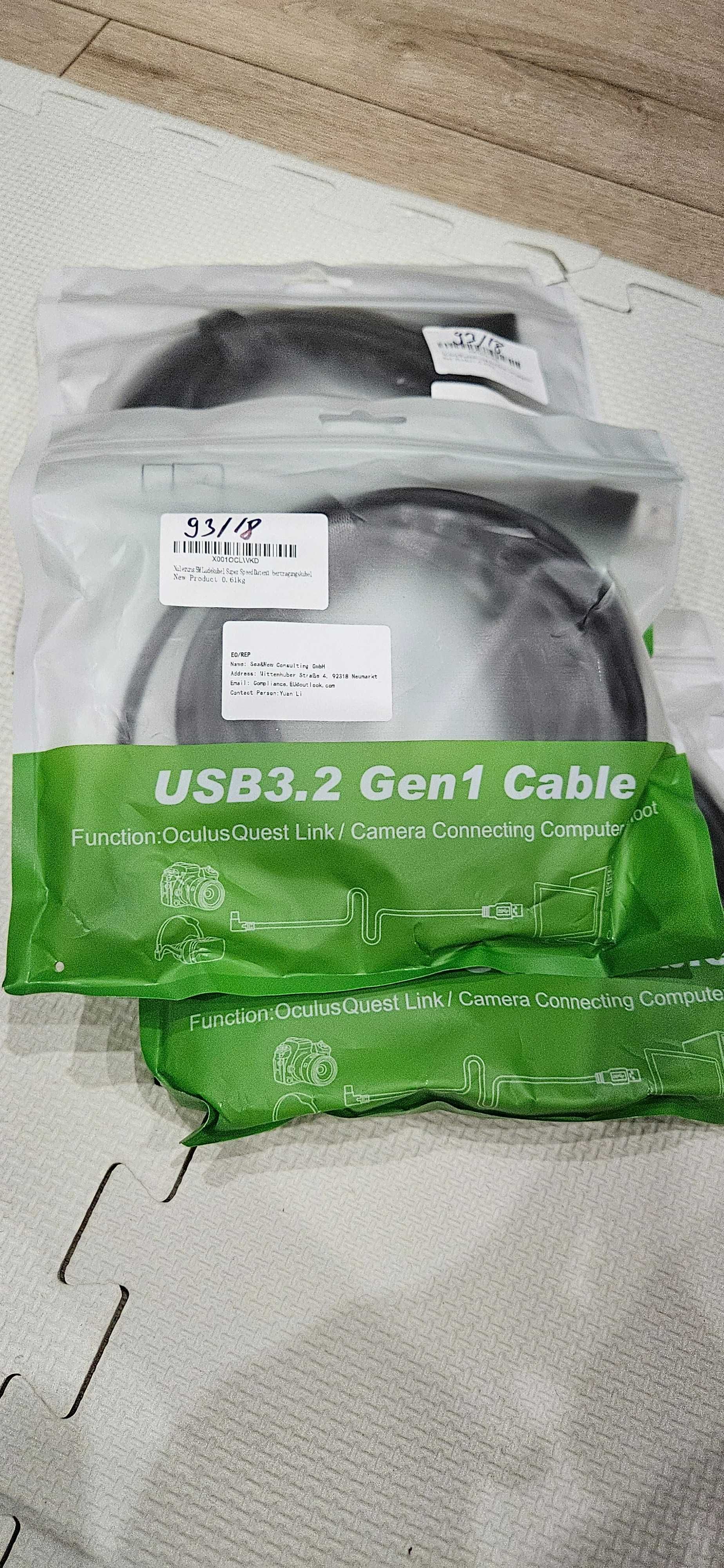 Kabel łączący, 5 m kompatybilny z kablem Oculus Quest 2 USB 3.2 Gen 1