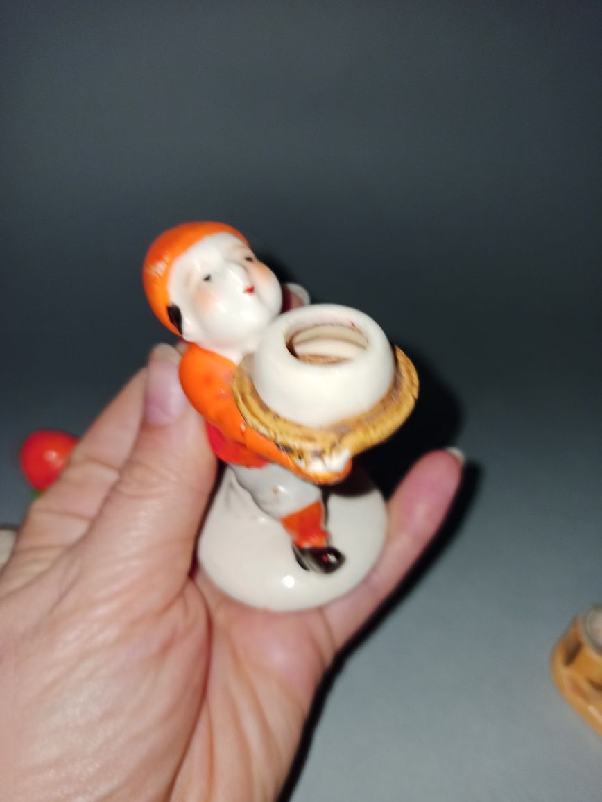 Komplet ceramiczna figurka sygnowana gnom troll krasnoludek Szwecja