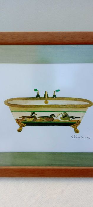 4 Litografias de banheiras, de  Consuelo Gamboa, emolduradas à medida